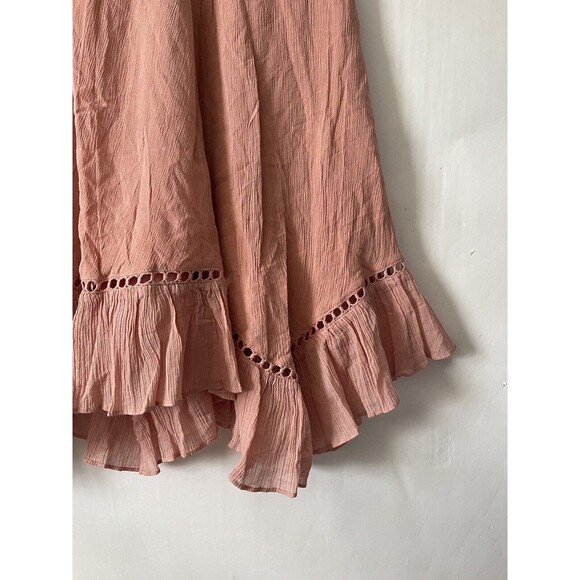 FREE PEOPLE Freya Mini Dress w/ Pockets & Lace Accents - Peach - Large NWOT - Picture 6 of 11
